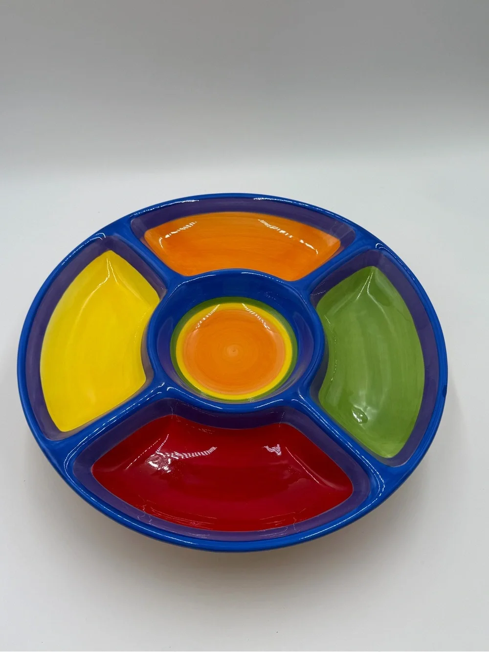 Dansk Handpainted Sectioned Server with White and Orange Accents